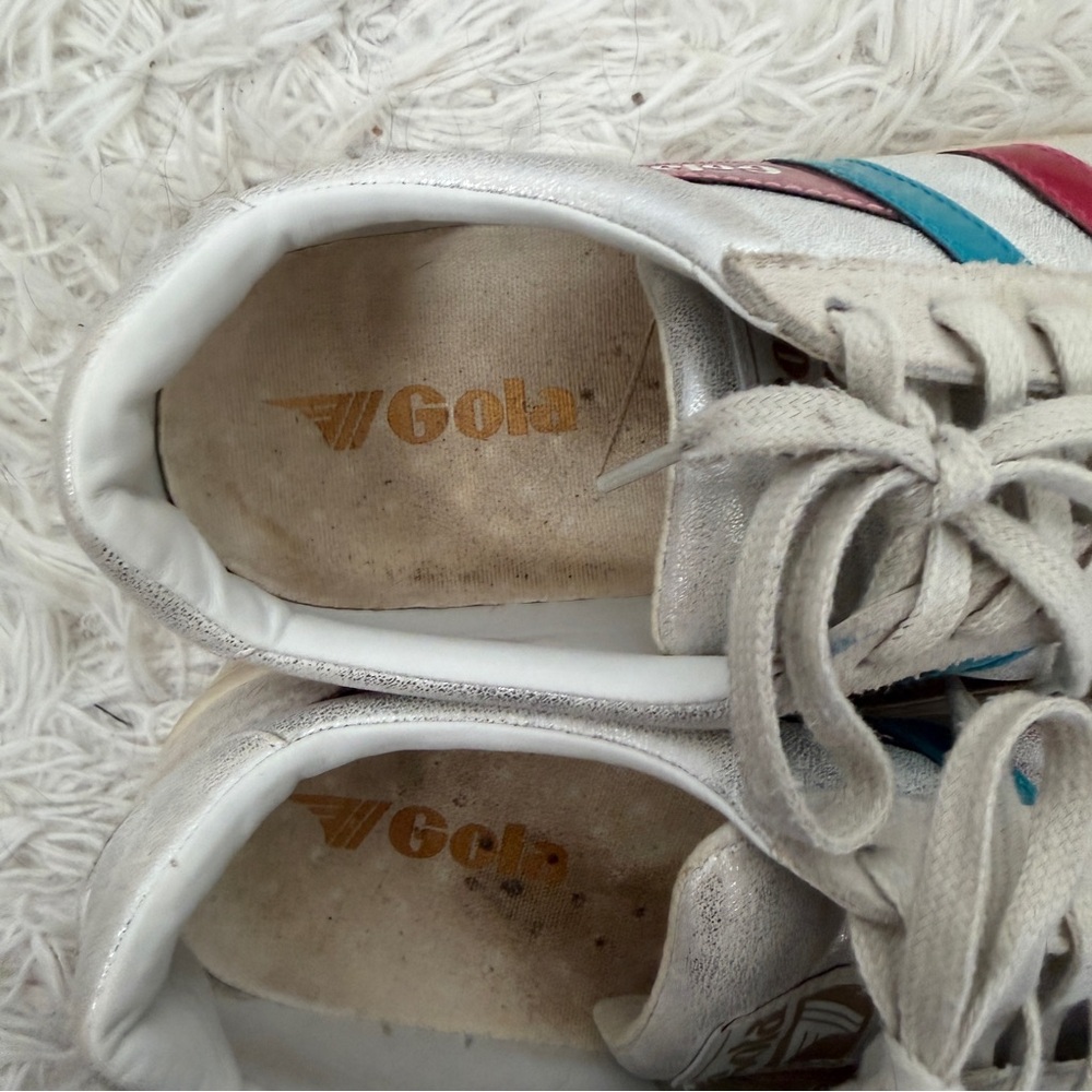 Gola Women's Suede Sneakers Size 10 Pink Blue Silver - Picture 5 of 8